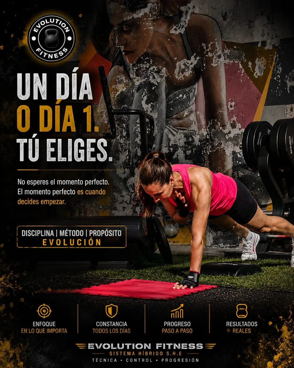 Pieza motivacional No es un día, es día uno de Evolution Fitness